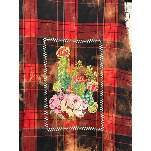 Savannah Jane duster vest southwestern grunge cactus embroidered raw edges Large - Picture 7 of 11